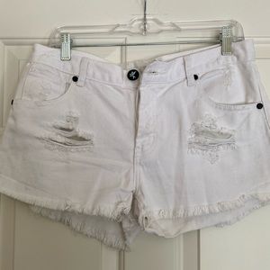 One X One Teaspoon distressed White denim shorts